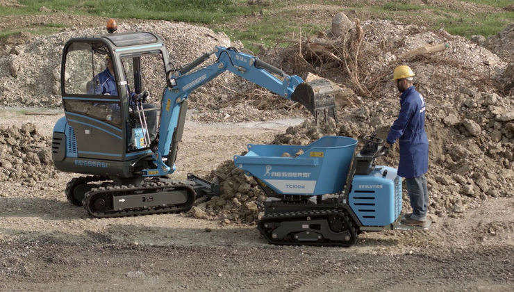 Messersi tracked dumper TC100d BT and miniexcavator M-18DS